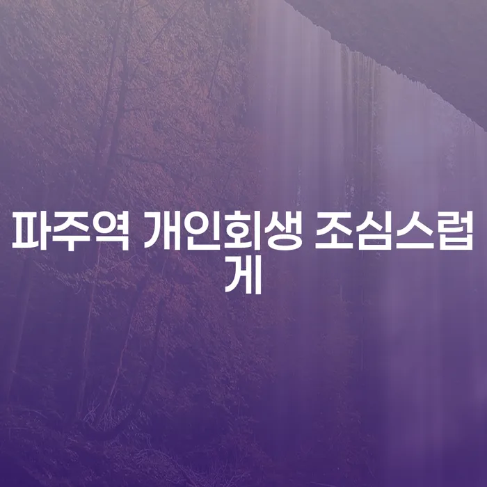 파주역 개인회생 조심스럽게